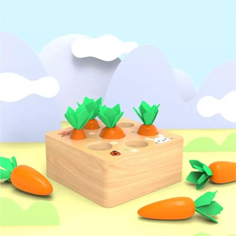 Jouets en bois montessori 2 ans - Le Jardin des Carottes fond coloré