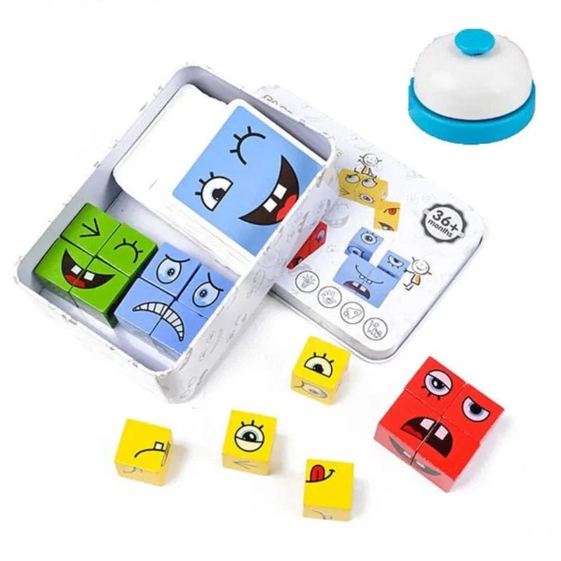 contenu du jeux de cubes à visages - Jouets montessori 5 ans