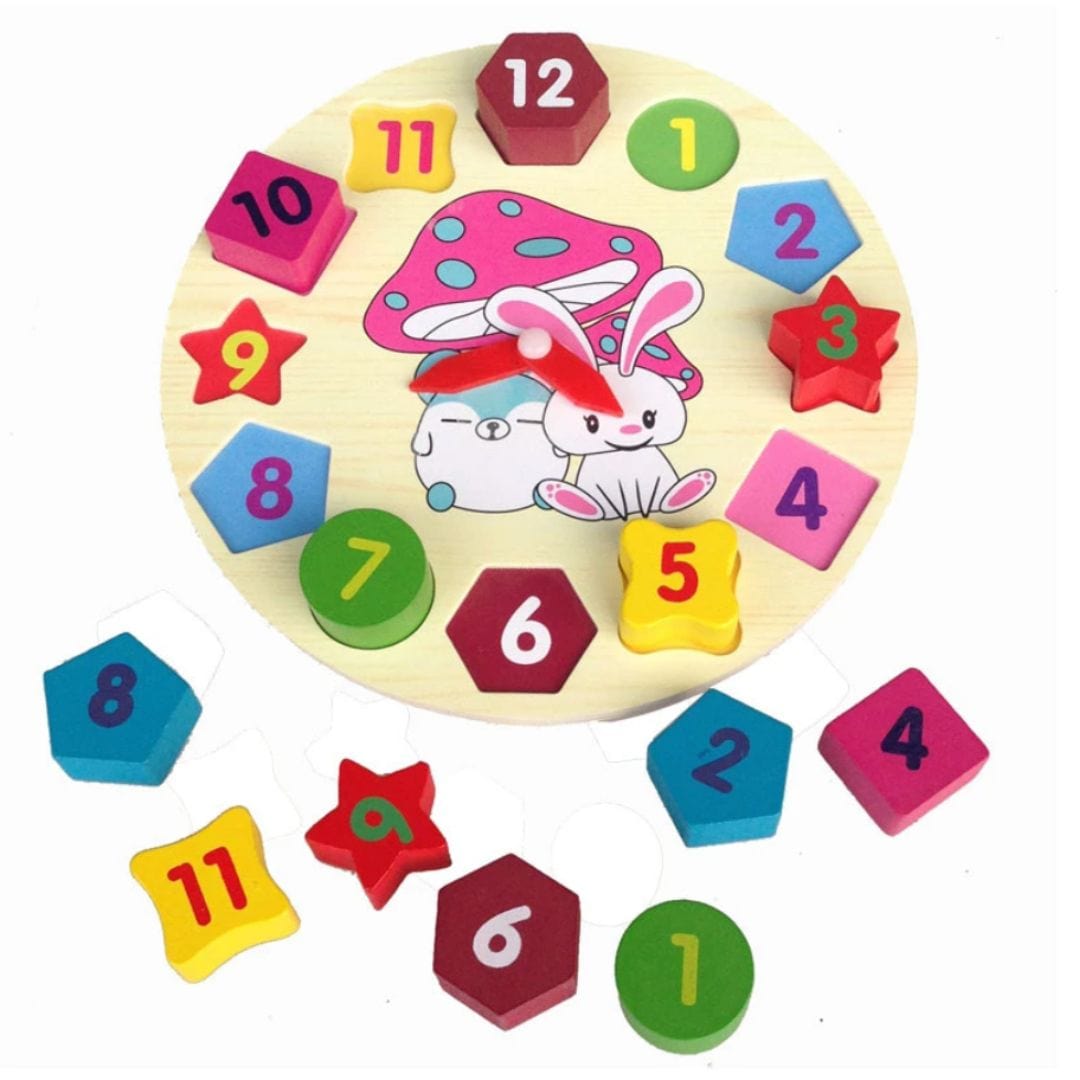 Jeux montessori horloge sur fond blanc