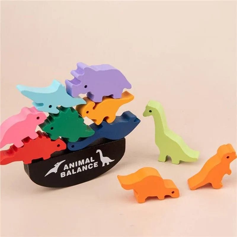 Jouet dinosaures en bois de plusieurs couleurs - Jeux en bois montessori 8 ans - La Balance des Animaux