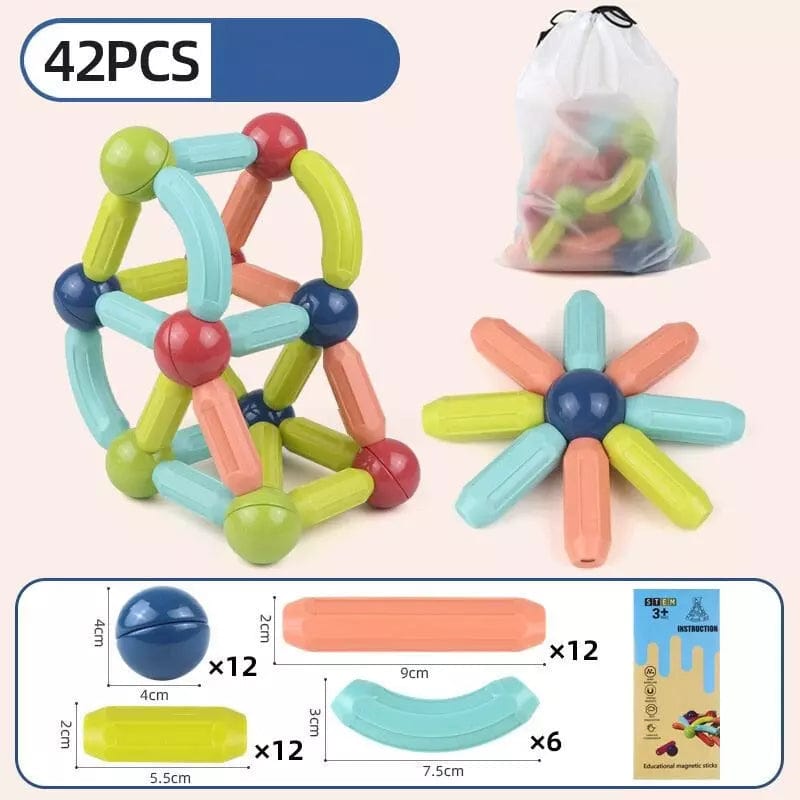Kit 42pcs Jeux Montessori Éducatif 6 ans - Kit de Construction Magnétique