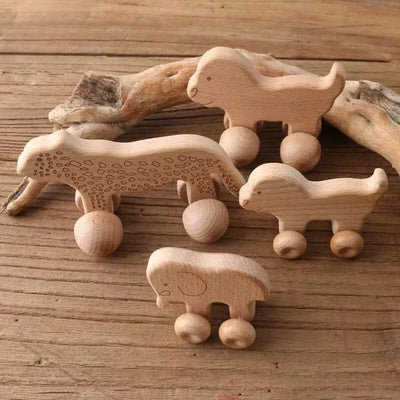 différent jouet animaux Jouet en bois Montessori 1 an - Les Compagnons Roulants