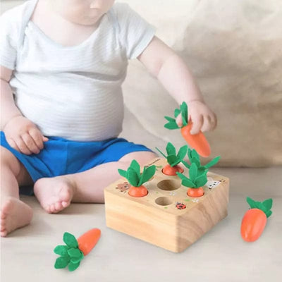 Jouets en bois montessori 2 ans avec bébé qui joue - Le Jardin des Carottes