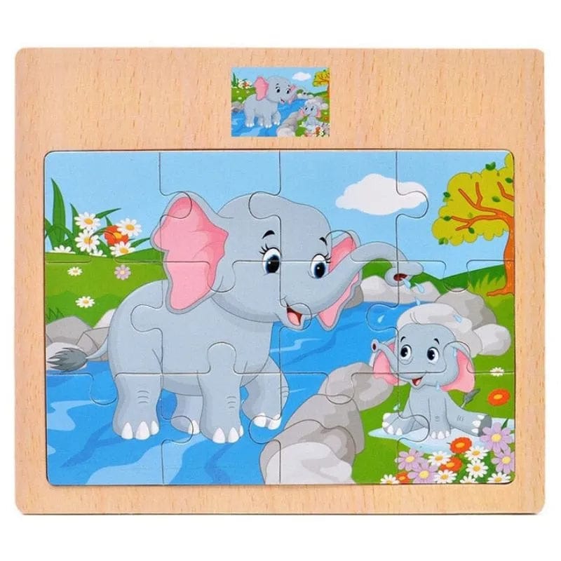 Puzzle 12 pièces éléphant- Jouets en Bois Montessori 4 Ans