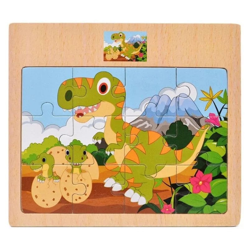 Puzzle 12 pièces dinosaures - Jouets en Bois Montessori 4 Ans