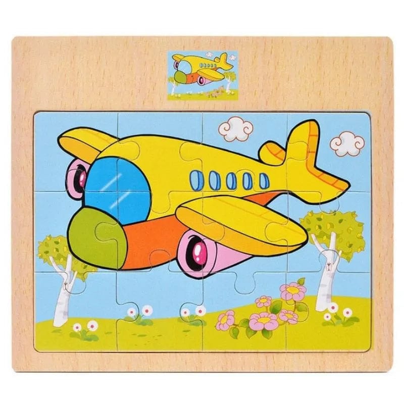 Puzzle 12 pièces avion - Jouets en Bois Montessori 4 Ans