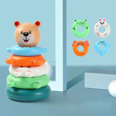 Jouets bébés 6-9 mois Montessori - L'Empileur d'Anneaux Animaliers - 5 étages